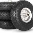 GICOOL 4.10/3.50-4" Tire and Wheel, 10" Pneumatic Tire, 4 Pack, with 2 1/4" Offset Hub, 5/8" Axle Bore Hole, Sealed Bearings for Hand Truck Trolley Dolly Garden Wagon Cart Wheel Replacement