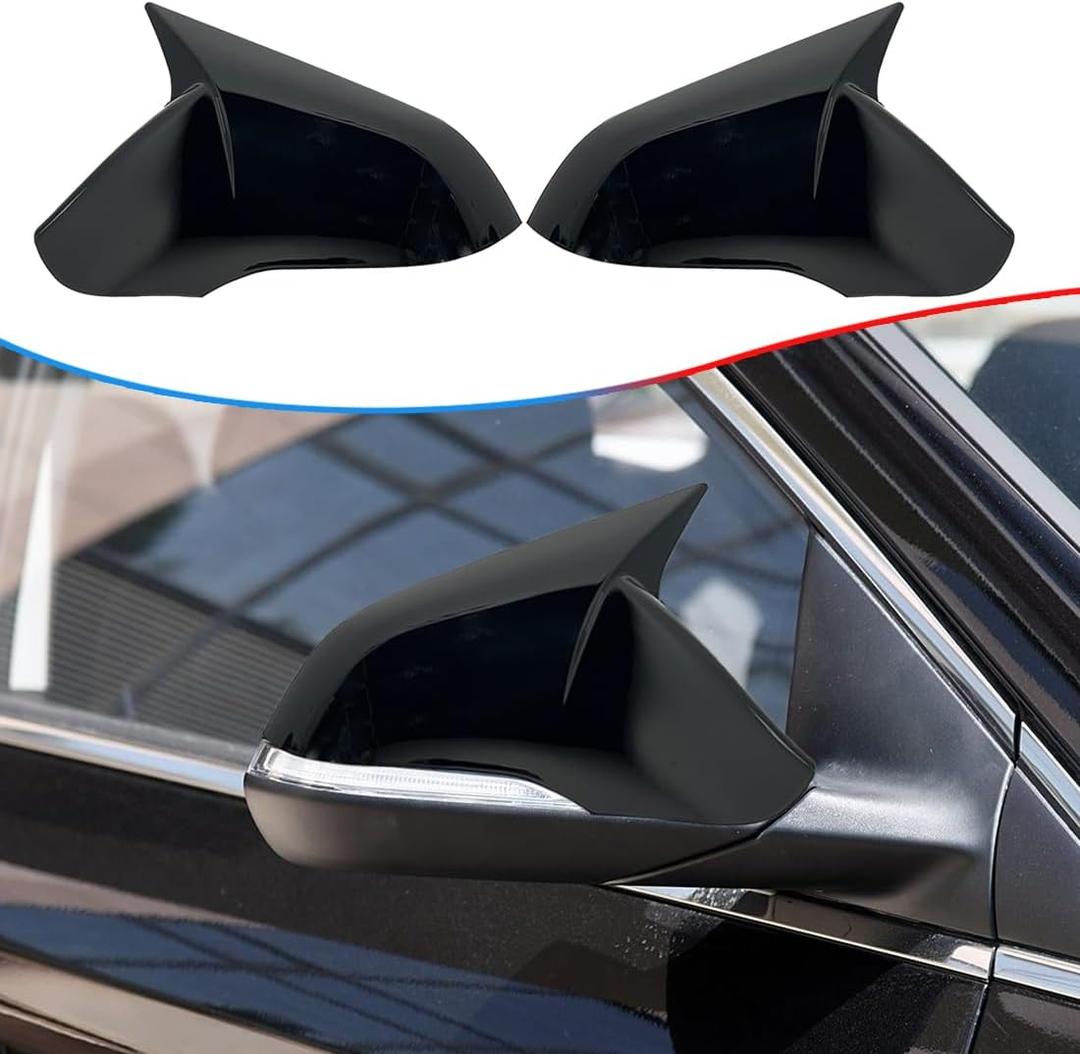 MUXEE Side Mirror Cover, for Hyundai Sonata 2015 2016 2017 2018 2019, 2PCS Turn Signal housing Cover Accessories - Bright Black(with Turn Signal housing Slot)