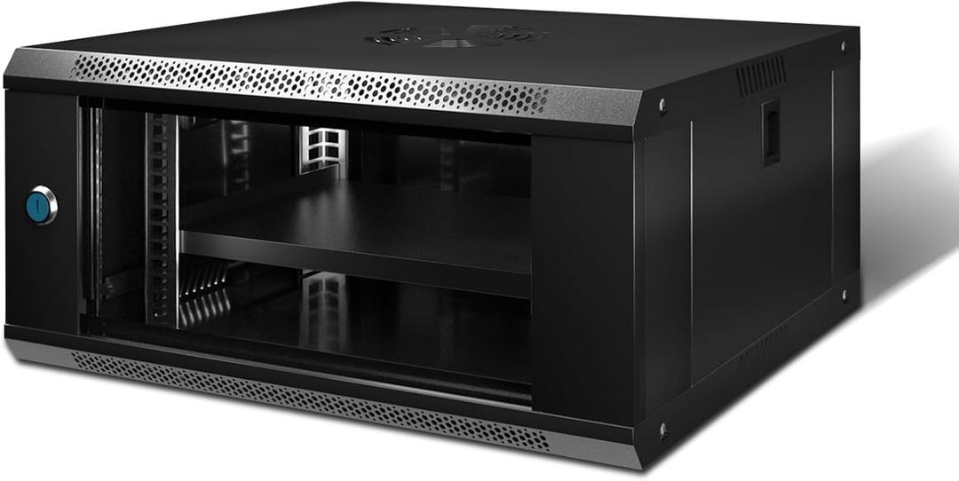 6U Wall Mount Server Cabinet IT Network Rack Enclosure Lockable Glass Door Server Rack Cabinet Black