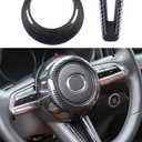 For Mazda CX-50 Mazda 3 CX-30 Steering Wheel Protective Trims Cover, Sporty Carbon Fiber Style Interior Accessories for Mazda CX50 CX 50 2023 2024 2025 Mazda 3 CX30 CX 30 2020-2024