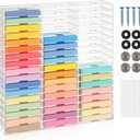 51 Slot Clear Acrylic Cassette Tape Storage for Easy Sorting and Organizing of Cassette Tapes, Stamp Pads, Playing Cards, Card Decks and More, Holder for Desktop, Wall Mounted