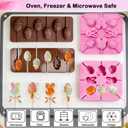 304Pcs Easter Lollipop Mold Set Easter Lolly Pop Tray Sucker Molds Rabbit Egg Silicone Lollipop Moulds Bunny Egg Cake Pop Moulds for Chocolate Candy Making with Lollipop Sticks Treat Bags Twist Ties