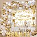 Engagement Party Decorations for Couple,White and Gold Balloon Arch Garland, Just Engaged Backdrop,MR and MRS Balloons