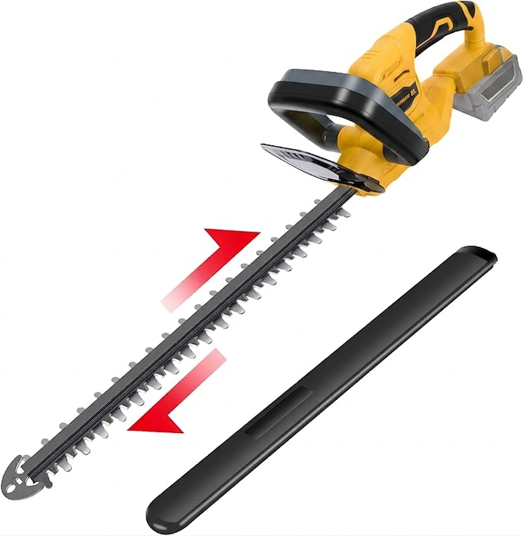 Hedge Trimmer Compatible with Milwaukee 18V Battery (Tool Only), Cordless Bush Trimmer with 1600RPM Brushless Motor, 22 Inches Steel Blade with 3/5'' Cutting Capacity (No Battery) Yellow