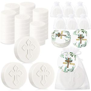 50 Pcs Cross Soap Baptism Favors Set Baby Baptism Favor Scented Soap Favors for Baby Shower Christening Communion Wedding Bridal Party Guests Decoration (White)