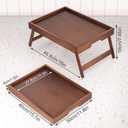 Fibogollo 2 Pack Bamboo Bed Tray Table with Folding Legs,Breakfast Trays,Serving Tray for Food and Snack,Laptop Trays for Working(Brown)