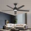 ocioc Ceiling Fans with Lights, 52 inch Black Ceiling Fan with Light and Remote Control, 3CCT, Quiet DC Motor, 5 Blades Modern Ceiling Fan for Living Room Farmhouse Bedroom