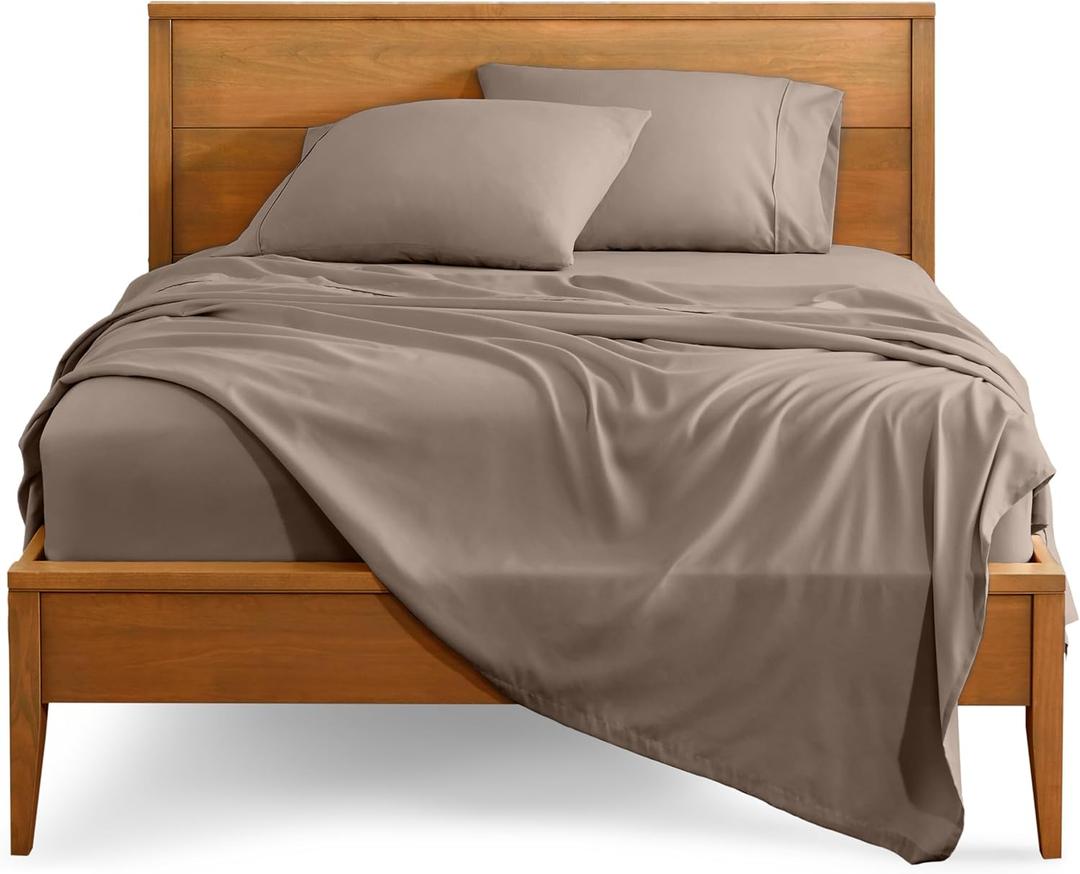 Bare Home Queen Sheet Set - 1800 Ultra-Soft Microfiber Queen Bed Sheets - Double Brushed - Deep Pockets - Easy Fit - 4 Piece Set - Bedding Sheets & Pillowcases (Queen, Taupe)
