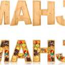 Weysat 4 Pcs Mahjong Charcuterie Board Wood Mahj Letters Food Serving Trays Dish Plates Fillable Fruit Snack Cake Cookies for Mahjong Lovers Party Decorative Platter Supplies, 11.8 x 11.8 x 0.6 Inch