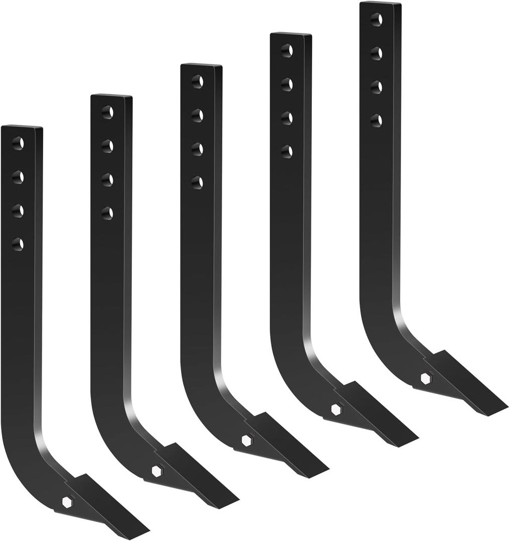 5PCS Box Blade Shank, 18'' Scarifier Shank, 4 Holes Box Scraper Shank, Ripper Shank with 7PCS Removable Tapered Teeth and Pins, Adjustable Shanks Assembly for Replacement, Digging, Plowing