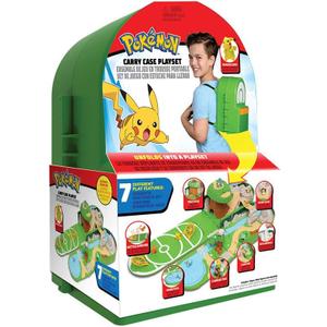 Pokemon Carry Case Playset, Feat. Different Locations Within One Playset, with 2-Inch Pikachu Figure, Treetop Trap Door, Battle Area, Hidden Cave and More - Easily Folds into a Backpack