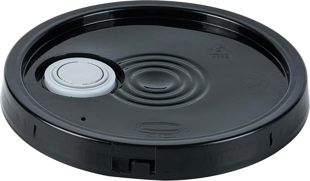 Restaurantware-LID ONLY: Clean Tek Professional 12.75 Inch Bucket Lid With Pour Spout, 1 Cover With Tear Tab And Gasket - Pail Sold Separately, Fit 3.5 And 5 Gallon Bucket, Black Plastic
