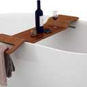Corsica Luxury Wood Tub Caddy, Walnut Color, Comfortable Bath with 2 Wine Glass Holders, Fits Most Freestanding Tubs