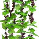 Meiliy 8FT 5pcs Artificial Greenery Chain Grapes Fake Vines Leaves Foliage Simulation Fruits for Home Room Garden Wedding Garland Outside Decoration