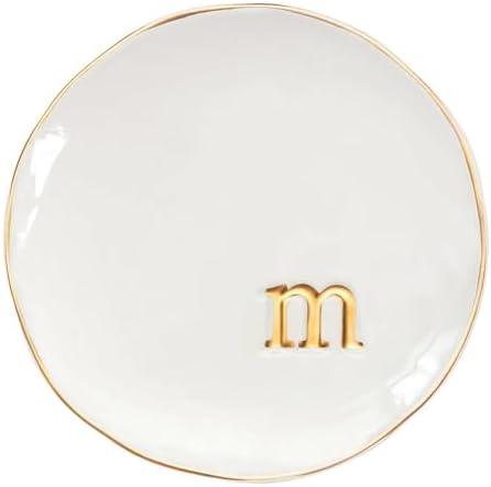 COLLECTIVE HOME - Ceramic Jewelry Tray, Decorative Trinket Dish for Rings Earrings Necklaces Bracelet Watch Keys, Birthday Mother's Day Christmas Gift for Women, 4.75", Glossy (m)