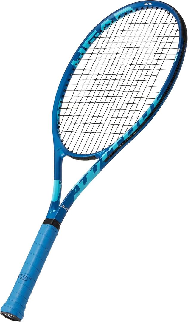 Metallix Attitude Elite Blue Tennis Racket - Pre-Strung Adult Tennis Racquet Lightweight - Midplus Headsize for Blend of Power and Control (4-1/2)