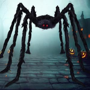 JOYIN 9 Ft Halloween Spider Outdoor Decorations, Giant Spider Scary Large Props, Halloween Lawn Porch Yard Garden Tree Decorations, Creepy Haunted House Party Supplies, and Indoor Outside Decor (108in, Black)