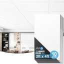 Art3d 10-Pack Smooth Drop Ceiling Tile 2ft x 4ft - Fire-Rated, Waterproof, Reusable - Premium PVC, No Sag and Breakage - Cover 80 Sq. Ft, White