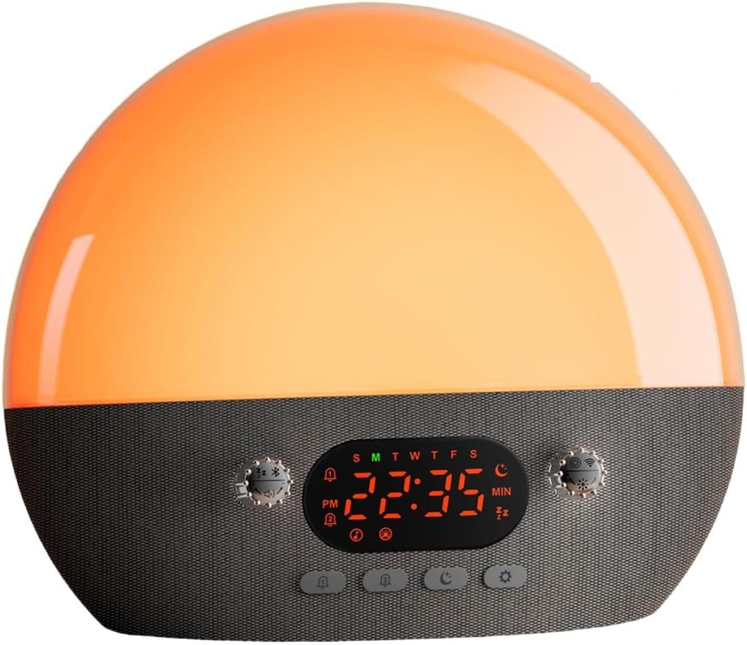 Multifunctional White Noises Machines Wake Up Light Alarm Clock APPs Control with 11 Soothing Sound and Night Light (Us Plug)
