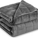 Sherpa Fleece Adult Weighted Blanket, 15 Pounds Dual Sided Soft Plush Blanket for Couch Bed Sofa, Heavy Thick Blankets with Glass Beads Great for Sleep, 60 x 80 inches, Dark Grey on Both Sides