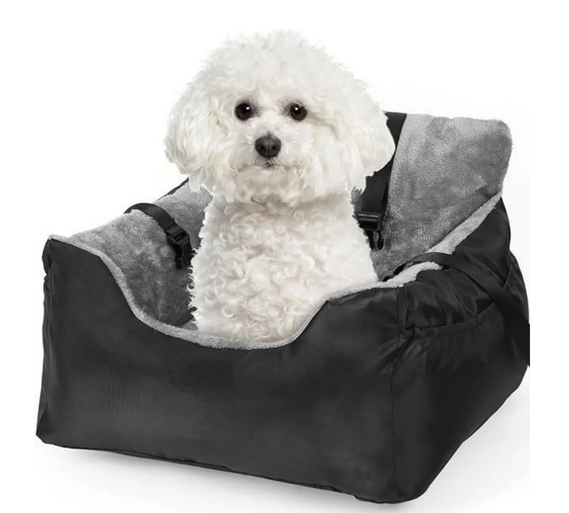 Special Dog Car Seat for Pet Dogs, Super Soft Fabric and Memory Foam Pet Travel Chair, Washable and Removable, Non-Slip Bottom, Durable and Convenient Safety Strap (Gray)