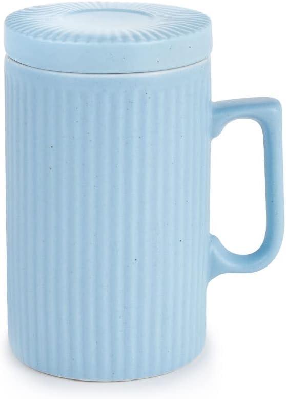 Coffee Mug with Lid, 16oz Coffee mug and Tea cup with Coaster - Suitable for Dishwasher and Microwave (Blue)