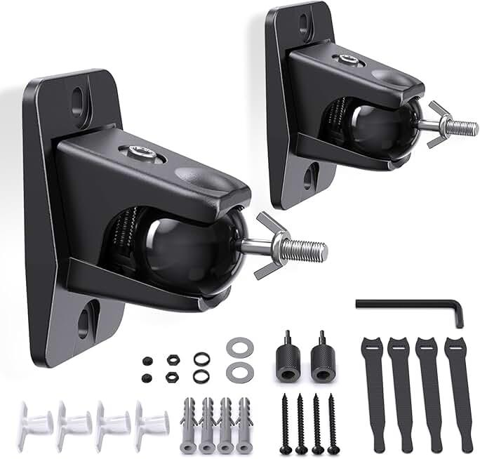 Surround Sound Rear Speaker Wall Mount, Ceiling Mount Bracket for Universal Satellite, fits Keyhole and Thread Hole with 1/4"- 20, 5mm & 4mm Thread, Works with Roku, Samsung q990D, Holds up to 11 lbs no screws or accessories