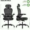 Ergonomic Office Chair 330 lb with Wheels, Lumbar Support & Headrest | Flip-Up Arms,Back Support,Gaming chairs,Breathable Mesh,2D Headrest