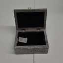 Cottage Garden Blessed Silver Tone Metal Stamped Round Top Trunk Keepsake Box