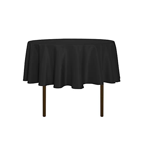 sancua Round Tablecloth - 48 Inch - Water Resistant Spill Proof Washable Polyester Table Cloth Decorative Fabric Table Cover for Dining Tables, Buffet Parties and Camping, Black