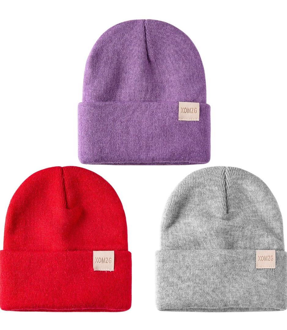 Toddler Beanie Kids Winter Hats Infant Warm Knit Cap Newborn Winter Warm Hat for 0-36 Month Boys Girls 2 Pack