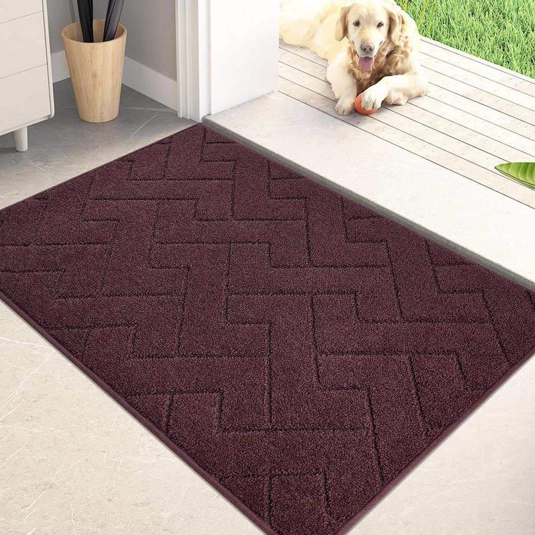 PURRUGS Dirt Trapping Door Mat 20" x 31.5", Non-Slip Machine Washable Entry Rug, Dog Doormat, Indoor Front Door Mat, Super Absorbent Entryway Rug for Muddy Shoes & Paws, Grayish Brown