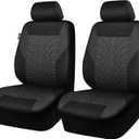 CAR PASS Emboss Tyre Front Seat Covers, Universal Fit Elastic Breath Premium Cloth seat Covers Front Seats only for Truck SUV Sedan, Airbag Compatible, Charcoal on Black