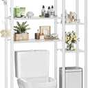 Simple Trending 8 Tier Over The Toilet Storage with Side Rack, Bathroom Organizer Metal Shelves for Towels, White