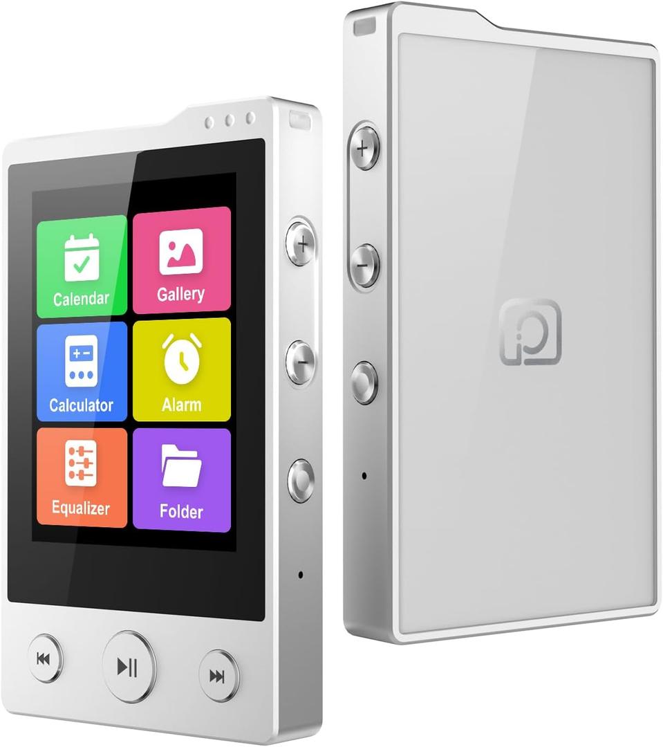 64GB MP3 Player with Sturdy Build & Durable,Aluminum Alloy,Phinistec Portable Mini Bluetooth Music Player with FM Radios,50 Hours Long Battery Life,2.4" Touchscreen,Up to 256GB