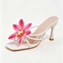 MakeMeChic Women's Open Toe Floral Kitten Heels Flower Summer Beach Sandals, Size 41 (White)