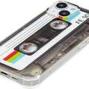 FAteamll Case for iPhone 14 Matte Finish Heavy Duty Soft Back Cover with Reinforced Corners TPU Soft Bumper Retro Cassette Tape Case Compatible with iPhone 14