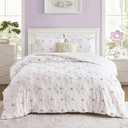 Full Size Comforter Set for Girls 3 Pieces Pink Purple Tufted Daisies Flowers Bedding Set Bed in A Bag Cute Floral Comforter Set for Kids, Lightweight Full Bed Set for Kids Teen Girls Women | Full Size Comforter, Comforter for Girls, Purple Bedding Set, Full Size Bed Set, Flowers Comforter, Teen Girls Bed Set