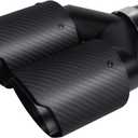 Vechkom 2.5 "Inlet to 3.5" Outlet Exhaust Tip 7.48'' overall width Black Dual Y Carbon Fiber Car Rear Tip 9.8" Length Universal for Vehicles with 2.5" O.D. (Matt All Black)