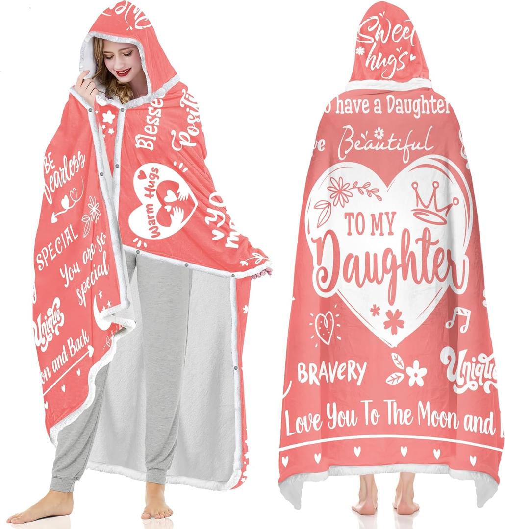 Warmstorey Wearable Blanket Hoodie To My Daughter Blanket Hoodies Christmas Gifts For Daughters Birthday Gifts For Daughter Cozy Hoodie Blankets, Thoughtful Gift For Daughters Birthday Graduation Gift