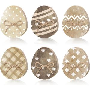 Seeloowy 6 Pcs Easter Bunny Wooden Signs Bunny Easter Egg Wooden Table Centerpiece Table Signs with Rope for Home Decoration Tiered Tray Decor(Novelty)