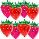 8 Pcs 4D Strawberry Balloons Foil Fruit Mylar Balloons for Baby Showers Berry First Birthday Gender Reveal Party Decoration Picnics Indoor Outdoor