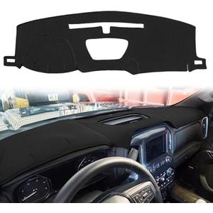 Yiz Dash Cover Mat Custom Fit for 2019-2025 Chevy Chevrolet Silverado 1500 2500HD 3500HD/2019-2023 GMC Sierra 1500 2500HD 3500HD w/o Head Up Display and Speaker Cutout,Dashboard Pad Carpet(Black) J130