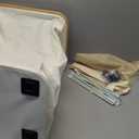 Laundry Hamper with Wheels,20 Gal (75L) Laundry Basket with lid Rolling Clothes Hamper Foldable Dirty Clothes Basket on wheels with Bamboo Frame and Bag for Bedroom, Dorm, Laundry Room-Off White