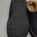 Zigzagger Men's Slip On Moccasin Slippers, Indoor/Outdoor Warm Fuzzy Comfy House Shoes, Fluffy Wide Loafer Slippers,Black, 42-43