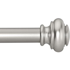 Heavy Duty Curtain Rods for Windows 28 to 48 Inches, 1 Inch Silver Curtain Rods for Bedroom, Living Room, Patio, Kitchen, Adjustable Curtain Rods with Classic Finials, Silver Finishing