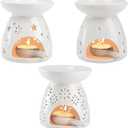 Lawei Set of 3 Ceramic Tealight Candle Holder, Essential Oil Burner Wax Melt Burners, Aromatherapy Aroma Diffuser Burner for Home Bedroom Decor Christmas Housewarming Gift