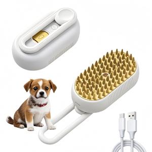 2 x 360 Rotating Cat Brush for Hair Removal and Grooming - Non-Slip ABSPet Hair Brush with Ergonomic Handle, Gentle Brushes for Cats, Dog & Small Animals (Khaki)