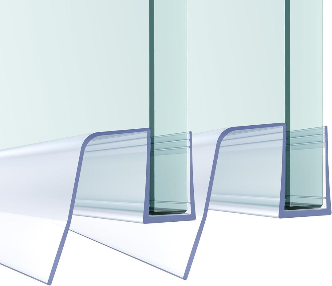 Sliding Shower Door Bottom Seal, 2 PCS 3/8" x 36" Sliding Shower Door Sweep for 3/8 Inch Glass, Frameless Glass Door Seal Strip Stop Shower Leaks and Create a Water Barrier