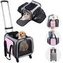 BEBANG Rolling Pet Carrier with Wheels, Foldable Airline Approved Dog Carriers for Small Dogs and Cats, Cat Carrier on Wheels, Pet Travel Carrier for Flight Camping Outdoor